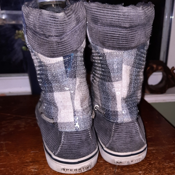 💎[Sperry] Topsider sequined, corduroy hi top sneakers. - Picture 5 of 9